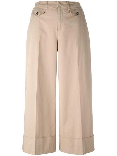 Shop N°21 Wide-legged Cropped Trousers In Neutrals