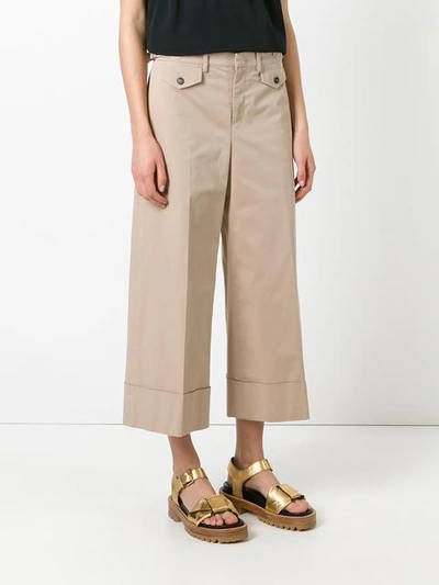 Shop N°21 Wide-legged Cropped Trousers In Neutrals