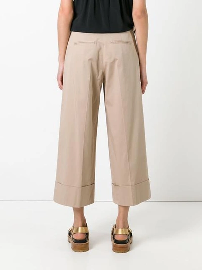 Shop N°21 Wide-legged Cropped Trousers In Neutrals