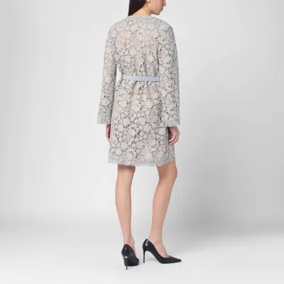 P.a.r.o.s.h Floral Lace Long Sleeve Belted Jacket In Gray