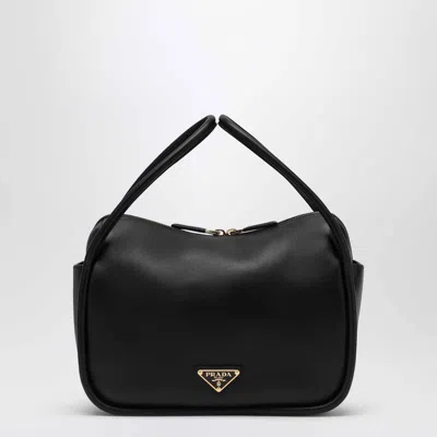 Prada Leather Shoulder Bag Top Handle Design In Black