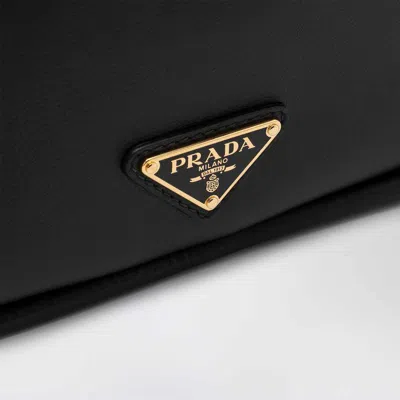 Prada Leather Shoulder Bag Top Handle Design In Black