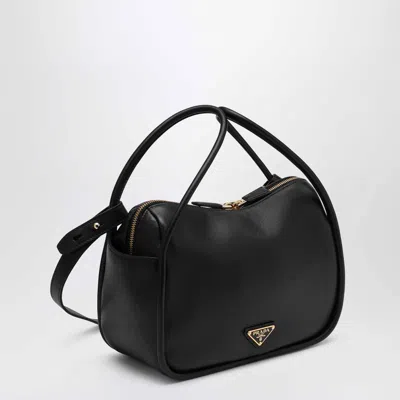 Prada Leather Shoulder Bag Top Handle Design In Black