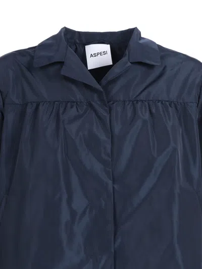 Aspesi Lined Technical Jacket In Blue