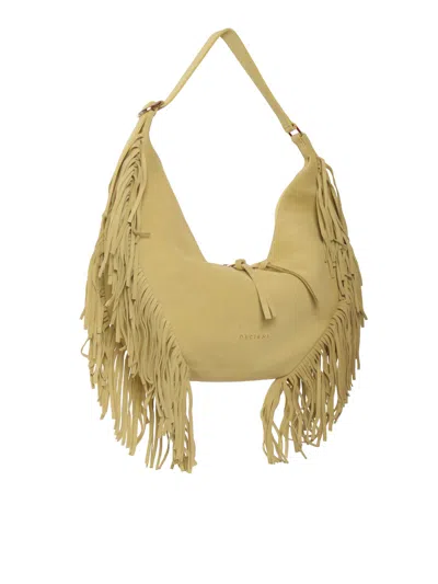 Orciani Small Isola Peach Fringed Leather Shoulder Bag In Yellow