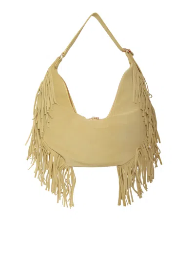 Orciani Small Isola Peach Fringed Leather Shoulder Bag In Yellow
