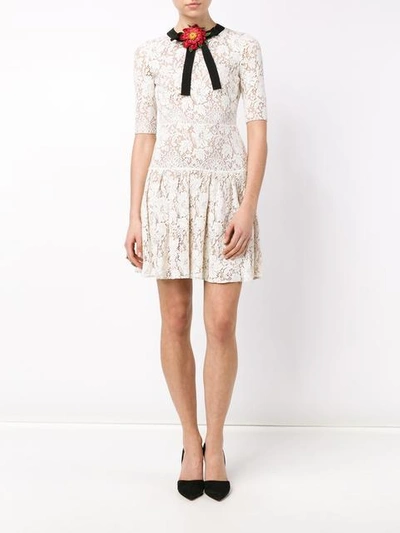Shop Gucci Lace Mini Dress - White