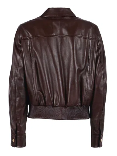 Max Mara Leather Jacket In Brown