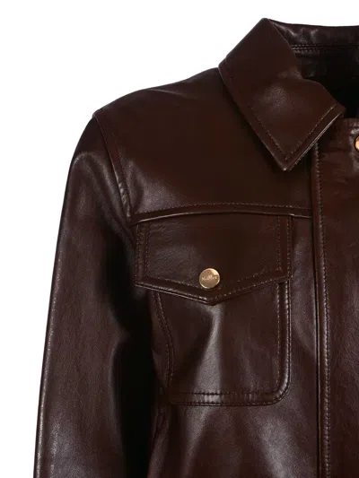 Max Mara Leather Jacket In Brown