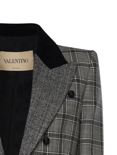 Valentino Checked Wool Jacket In Gray