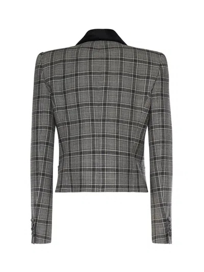 Valentino Checked Wool Jacket In Gray