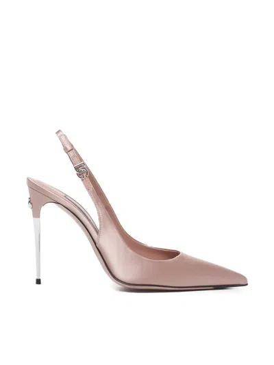Dolce & Gabbana Satin Metallic-stiletto Slingback Pumps In Pink