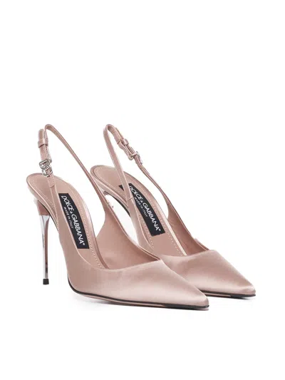 Dolce & Gabbana Satin Metallic-stiletto Slingback Pumps In Pink
