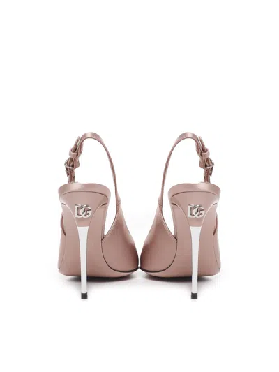 Dolce & Gabbana Satin Metallic-stiletto Slingback Pumps In Pink