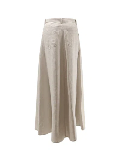 Alysi Flared Linen Skirt In Gray