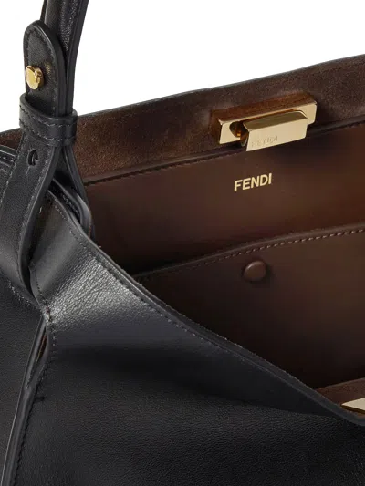 Fendi Medium Way Leather Shoulder Bag In Black