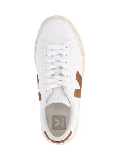 Veja Low-top Sneaker With Brown Suede Accents In White