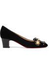 CHRISTIAN LOUBOUTIN Oaxacana 45 embellished patent-leather and suede pumps