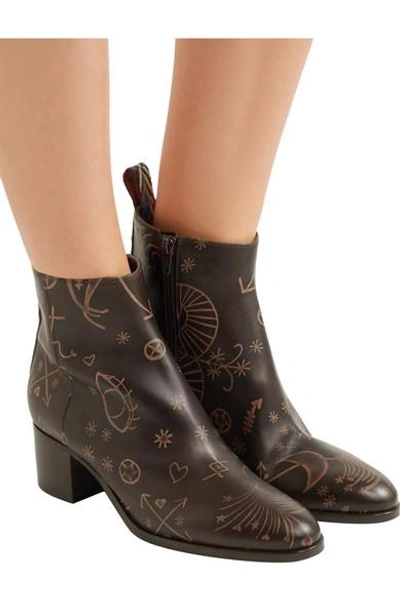 Shop Valentino Embossed Leather Ankle Boots