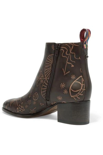 Shop Valentino Embossed Leather Ankle Boots