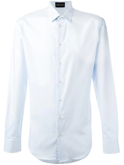 Emporio Armani Classic Shirt With Concealed Fastening In Blue