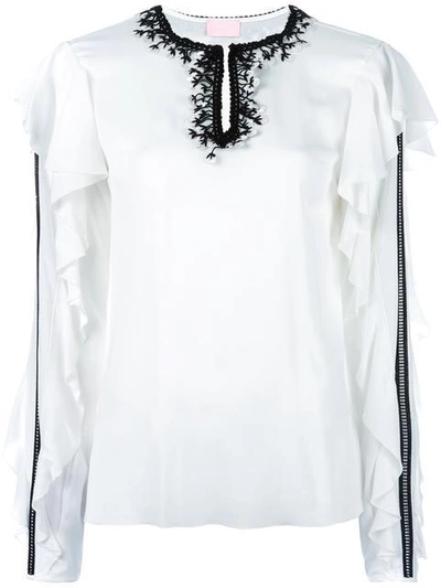 Shop Giamba Ruffle Sleeve Blouse In White