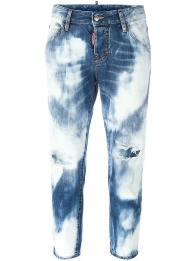 Dsquared2 Cropped Cool Girl Bleached Jeans In Denim