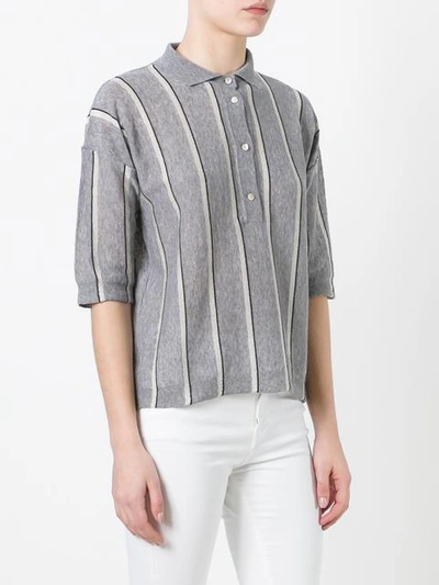 Shop Golden Goose Striped Knit Polo Shirt