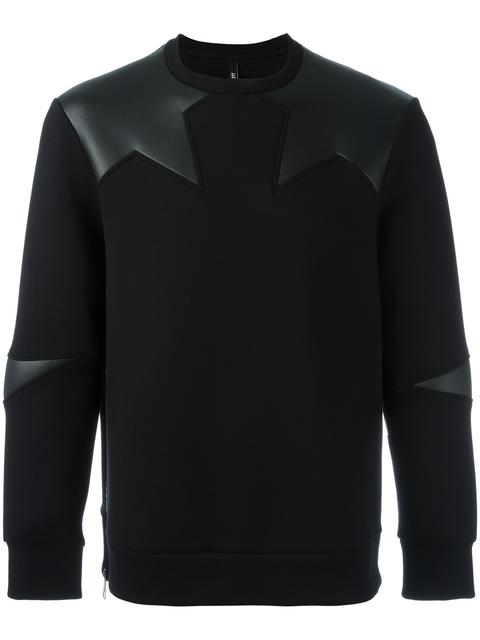 Neil Barrett Faux-leather Insert Sweatshirt In Black | ModeSens