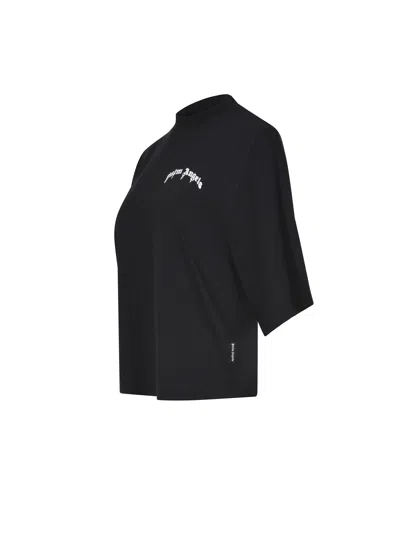 Palm Angels Mini Curved Logo Boxy T-shirt In Black