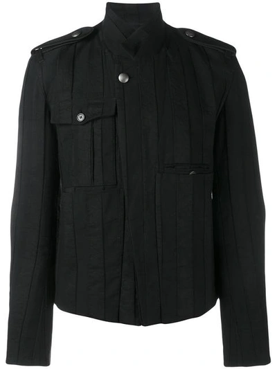Shop Ann Demeulemeester Button Up Biker Jacket - Black