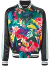 Valentino Tropical Print Satin Bomber Jacket