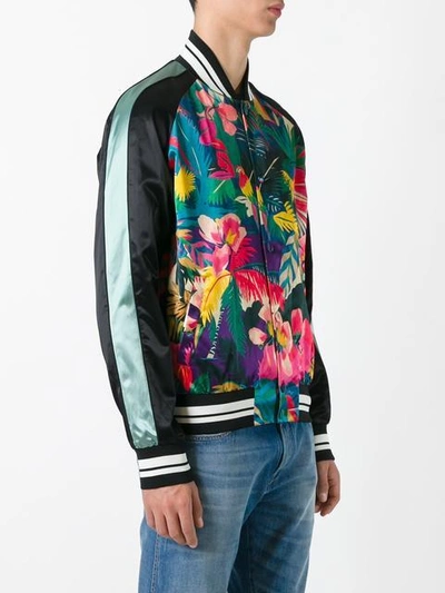 Valentino Tropical Print Satin Bomber Jacket