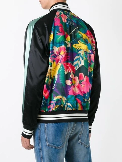 Valentino Tropical Print Satin Bomber Jacket