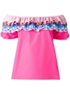 PETER PILOTTO PETER PILOTTO EMBROIDERED OFF THE SHOULDER TOP - PINK & PURPLE,TP46PS1711820979