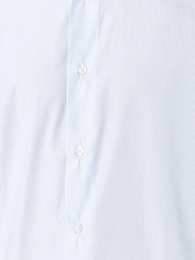 Shop Fashion Clinic Micro Striped Print Curved Hem Shirt In Blue