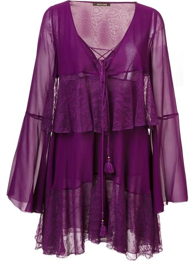 Roberto Cavalli Tiered Lace Up Dress | ModeSens