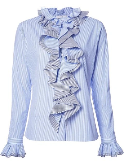 Tome Ruffled Striped Cotton-poplin Shirt