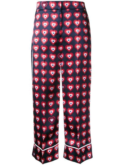 Fendi Heart Print Pyjama Trousers In Blue