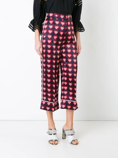 Shop Fendi Heart Print Pyjama Trousers In Blue