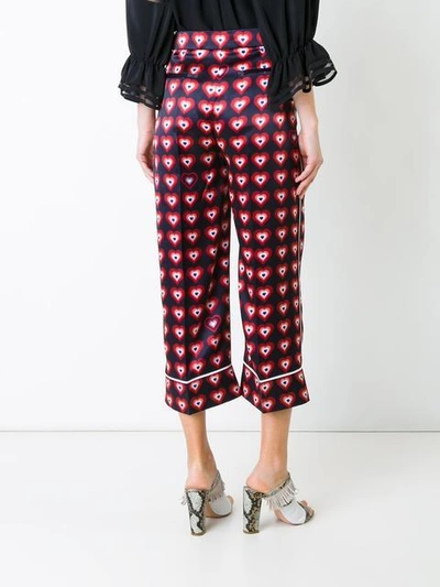 Shop Fendi Heart Print Pyjama Trousers In Blue