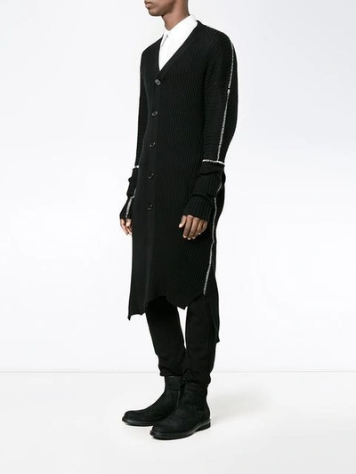 Shop Ann Demeulemeester Long Ribbed Knit Cardigan In Black