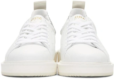 Shop Golden Goose White Glitter Starter Sneakers