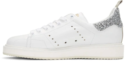 Shop Golden Goose White Glitter Starter Sneakers