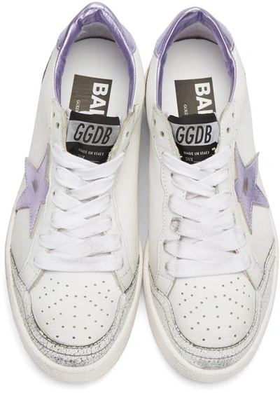 Shop Golden Goose White & Purple Ball Star Sneakers