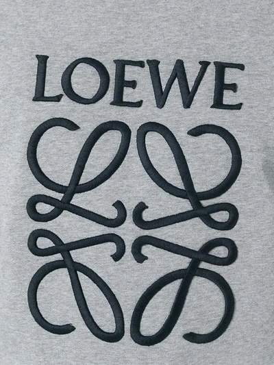 Shop Loewe Logo Embroidered Sweatshirt In Grey