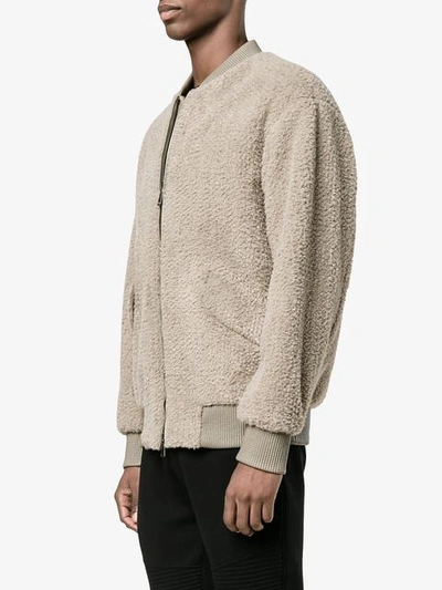 Shop Helmut Lang Shearling Jacket  In Grey
