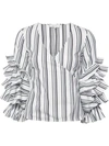 CAROLINE CONSTAS striped ruffled sleeves blouse,干洗