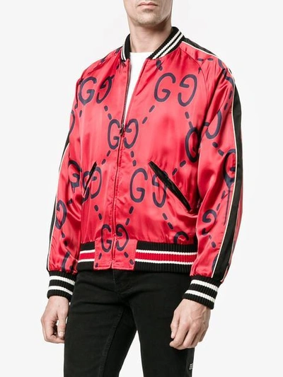 Gucci Ghost Bomber Jacket, Red | ModeSens