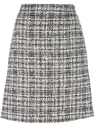 Lanvin Tweed Checked Skirt In Blue